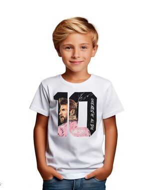 Messi Boys' Lifestyle Short Sleeve Graphic T-Shirt, White, S